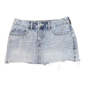 Hollister Low Rise Denim Skort 8 Star Embroidered Y2K Mini Skirt Americana 2000s